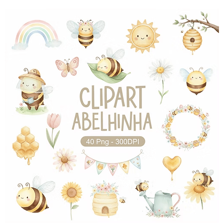 Kit Digital Abelhinha Aquarela - Mili Estúdio  1