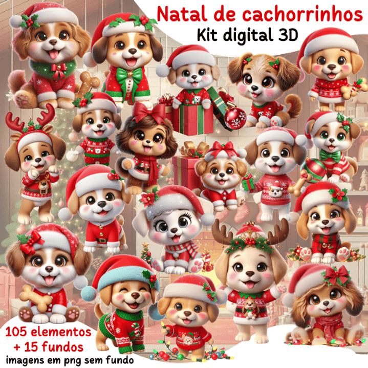 Kit Digital Natal de Cachorrinhos - Mi Kits  1