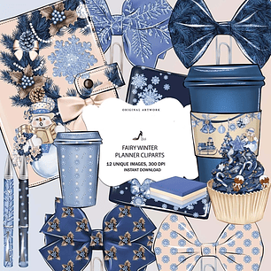 Kit Digital Planejador de Fadas no Inverno 