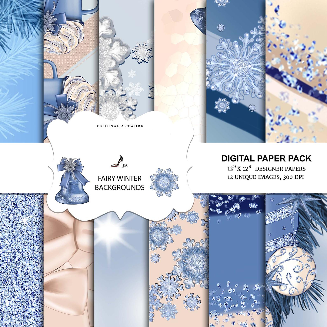Kit Digital Papéis Fadas no Inverno  1