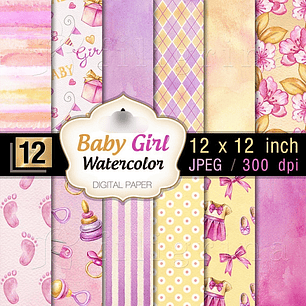 Kit Digital Papéis Baby Menina 