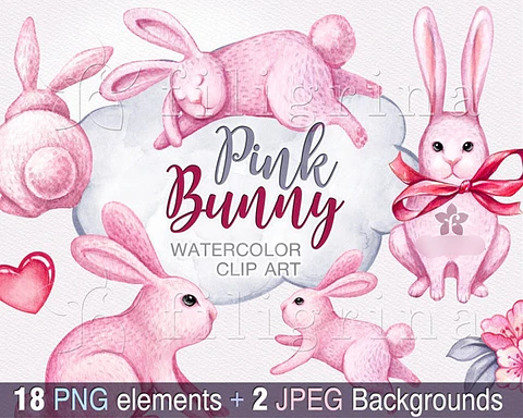 Kit Digital Páscoa Coelhinhos Rosa 