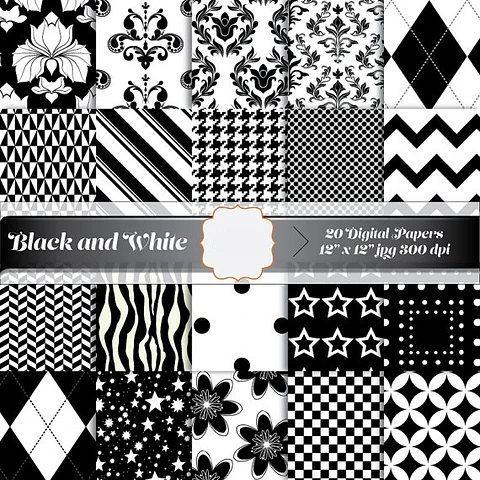 Kit Digital Papéis Preto e Branco 