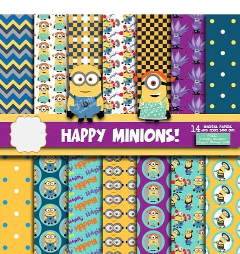 Kit Digital Papéis Minnions 
