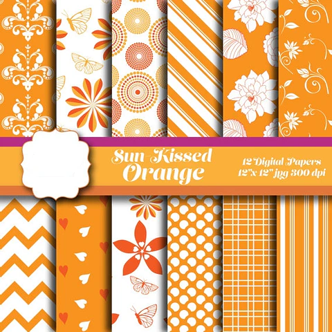 Kit Digital Papéis Laranja 