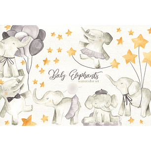 Kit Digital Bebês Elefantes 