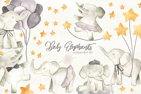 Kit Digital Bebês Elefantes 