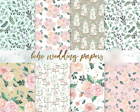 Kit Digital Papéis Casamento Boho 