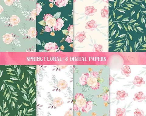 Kit Digital Papéis Floral