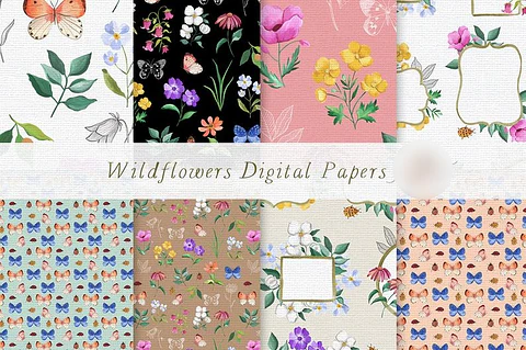 Kit Digital Papéis Flores Silvestres