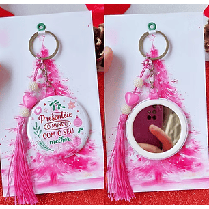 Arquivo Natal Rosa Card Botton Espelho - Dhama dos Papéis 