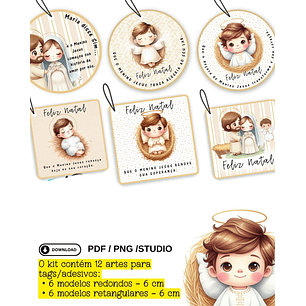 Kit Digital Natal Cristão Tags - Abelhinha 