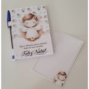 Kit Digital Natal Cristão Bloquinho com Caneta - Abelhinha 