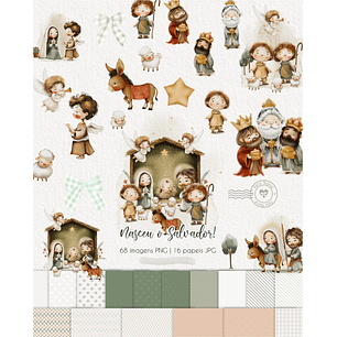 Kit Digital Natal Cristão Nasceu o Salvador - Carinas 