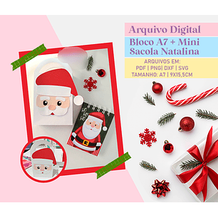 Arquivo Natal Bloquinho A7 e Mini Sacola Papai Noel - Studio Rafa 