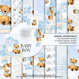 Kit Digital Papéis Baby Boy 