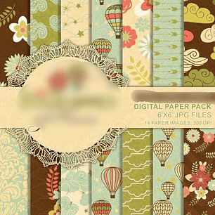 Kit Digital Papéis Balões Flores