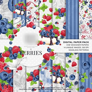 Kit Digital Papéis Framboesas e Morangos 