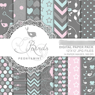 Kit Digital Papéis Pássaros 