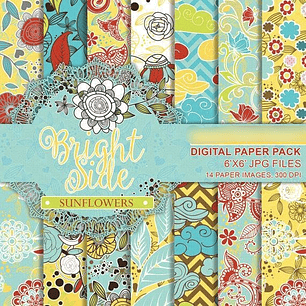 Kit Digital Papéis Girassóis 