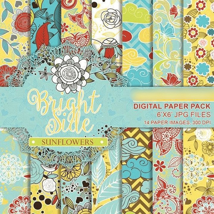 Kit Digital Papéis Girassóis  1