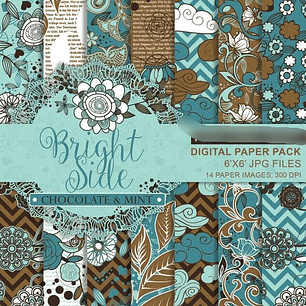 Kit Digital Papéis Menta Chocolate 