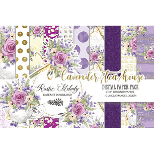 kit Digital Papéis Casa de Chá Lavanda 