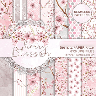 Kit Digital Papéis Cherry Blossom 