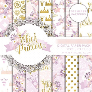 Kit digital Papéis Princesas Chique 
