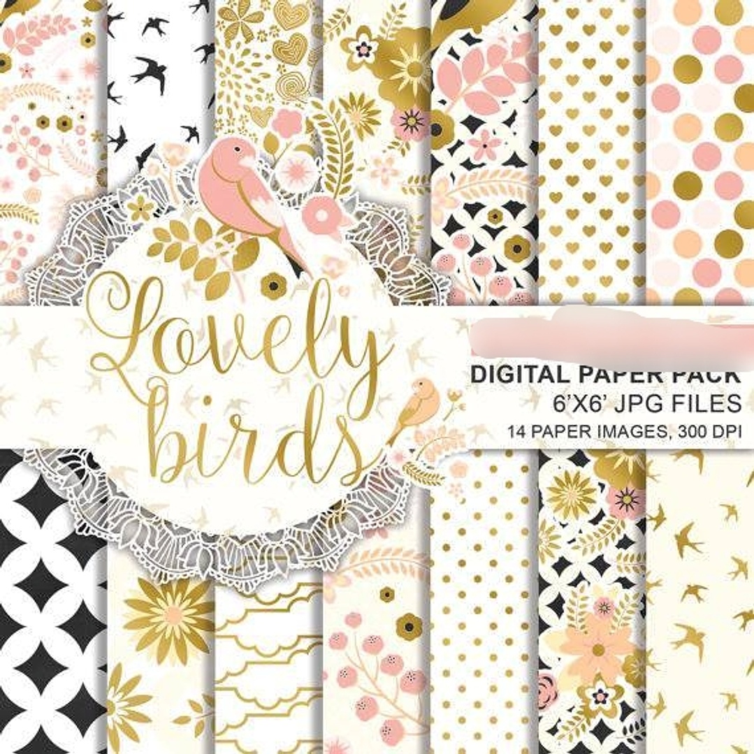 Kit Digital Papéis Amáveis Passarinhos  1