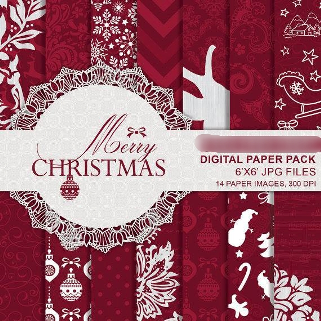 Kit Digital Papéis Merry Christimas  1