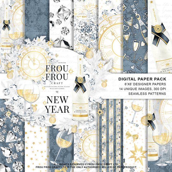 Kit Digital Papéis Ano Novo  1