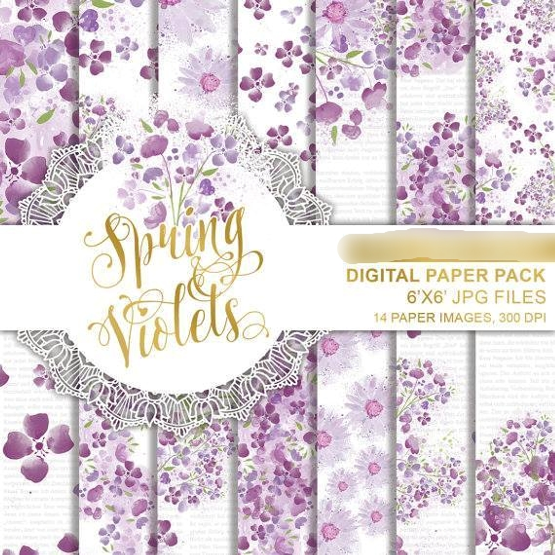 Kit Digital Papéis Violetas da Primavera 1