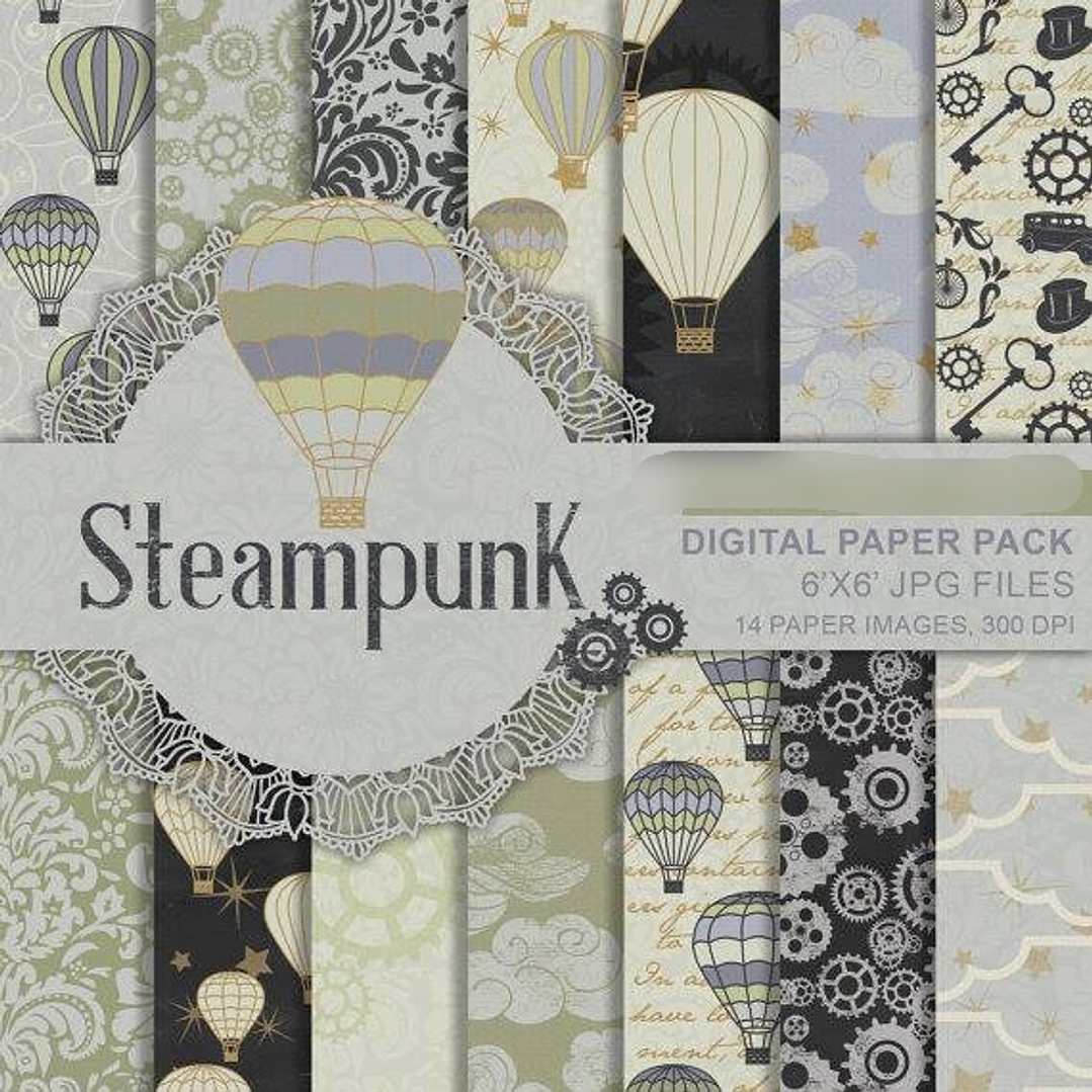 Kit Digital Papéis Balões de Ar Quente  1