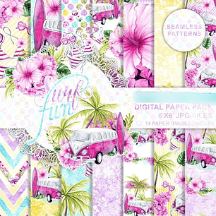 Kit Digital Papéis Diversão Surf 