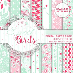 Kit Digital Papéis Pássaros Doces 