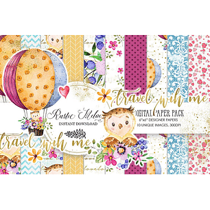 Kit Digital Papéis Viaje Comigo 