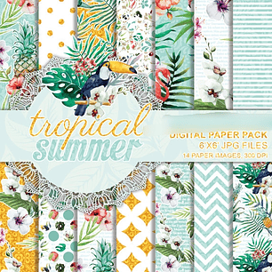 Kit Digital Papéis Tropical Summer 