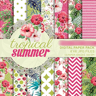 Kit Digital Papéis Tropical Summer