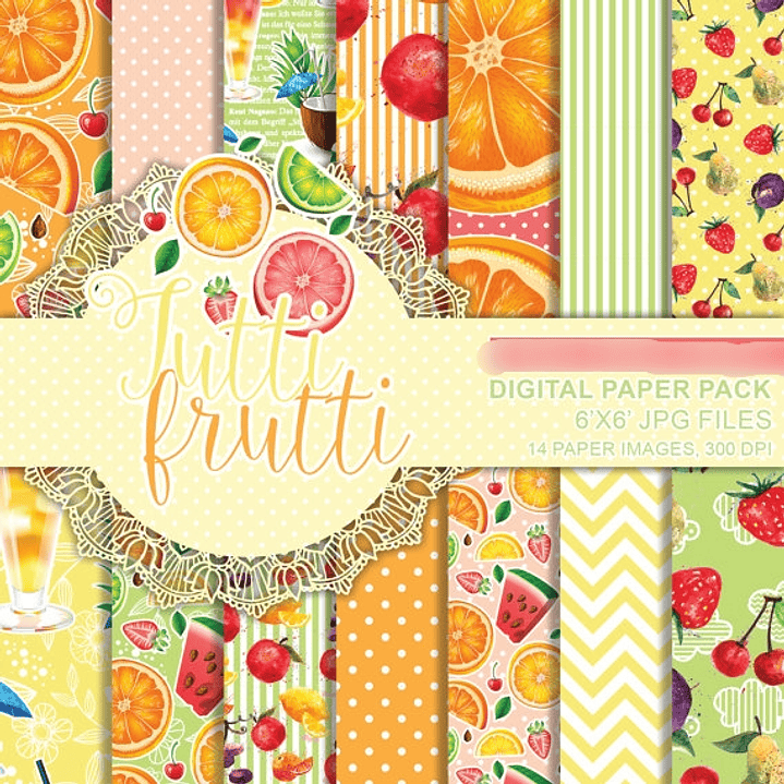Kit Digital Papéis Tutti Frutti  1
