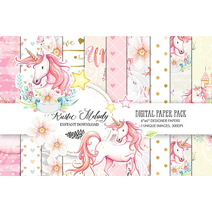 Kit Digital Papéis Unicórnio 