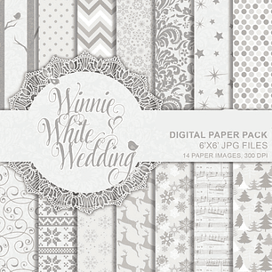 Kit Digital Papéis Casamento Winnie Branco