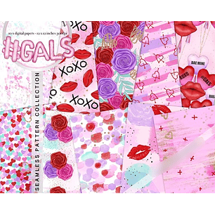 Kit Digital Papéis Beijos 