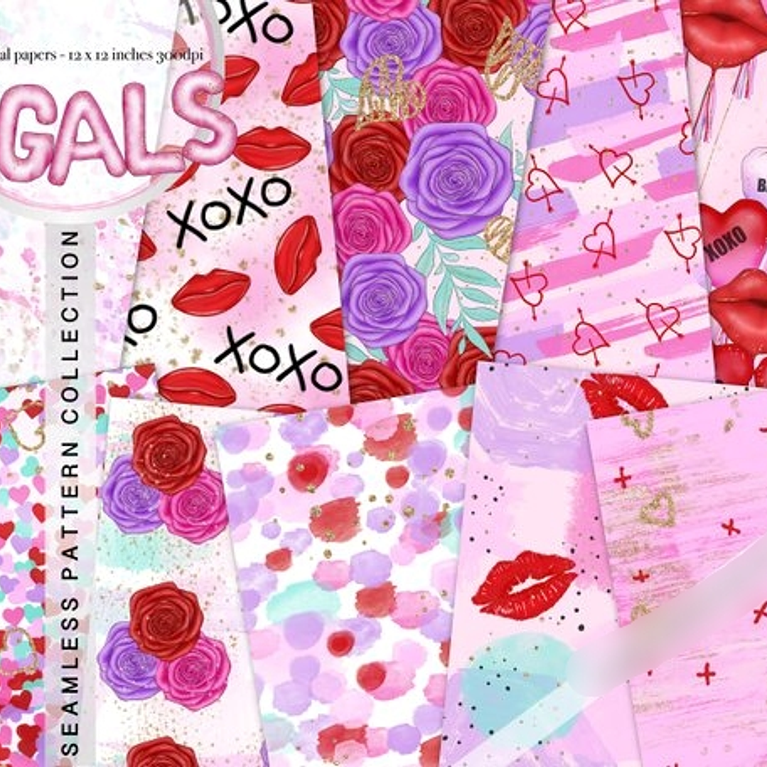 Kit Digital Papéis Beijos  1