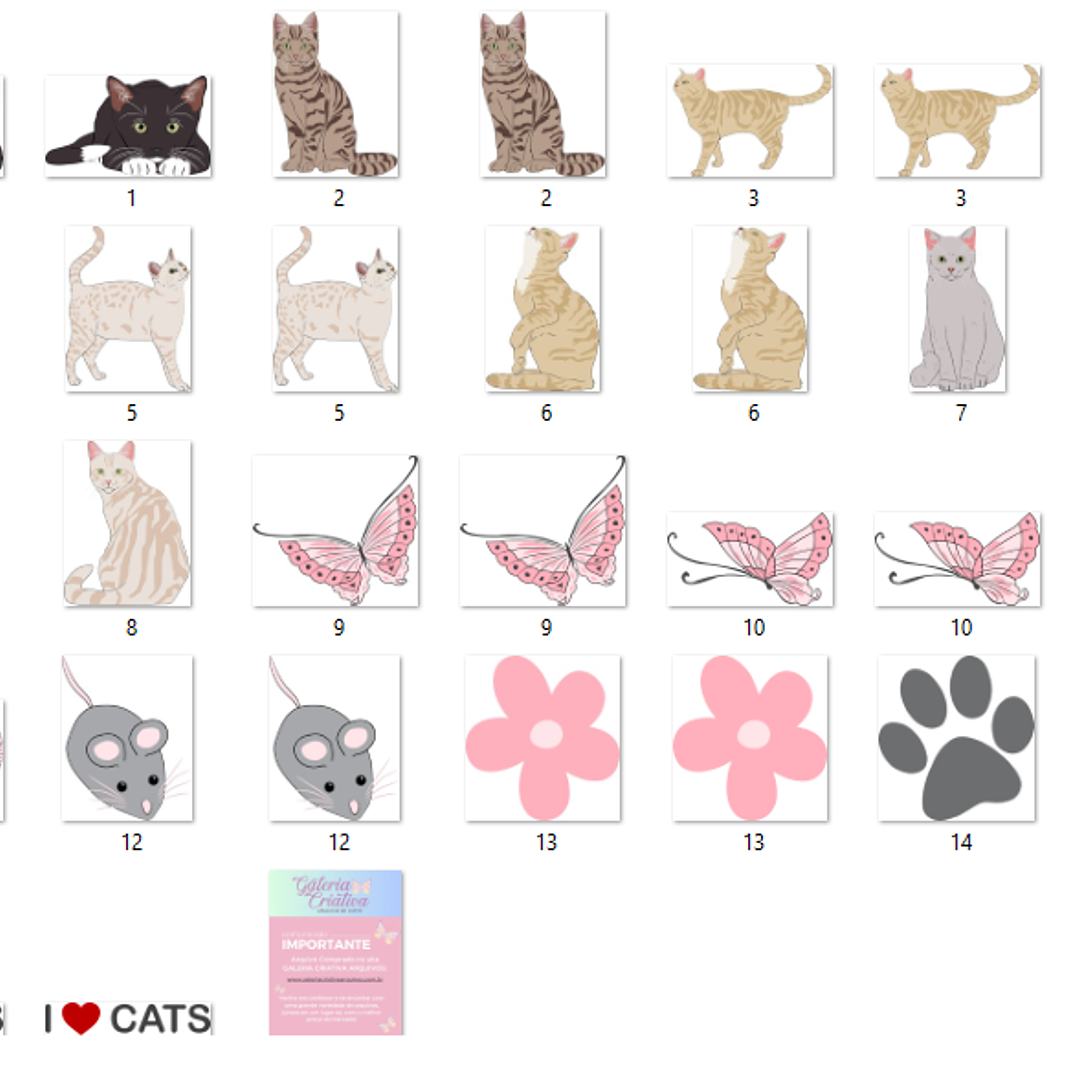 Kit Digital Vetor de Gatos  2