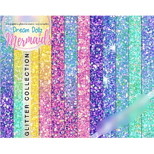 Kit Digital Papéis Glitter Sereias