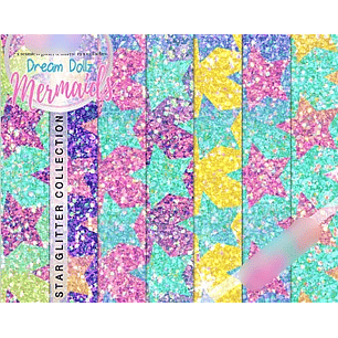 Kit Digital Papéis Glitter Sereias 02 
