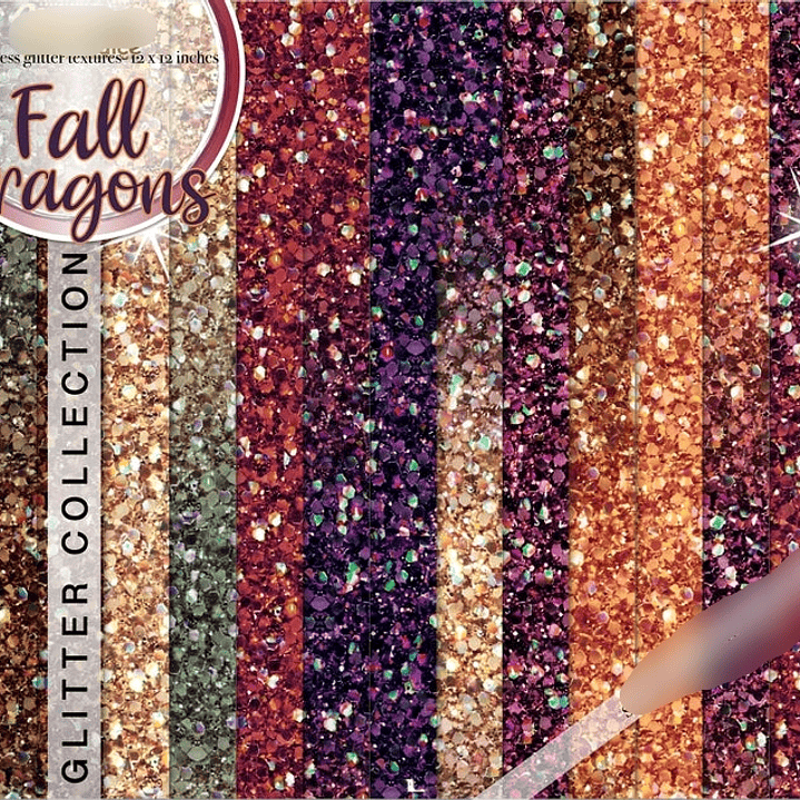 Kit Digital Papéis Glitter Dragões Outono  1
