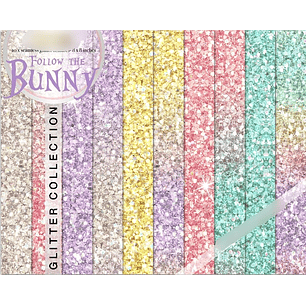 kit Digital Papéis Glitter Coelhinhos 