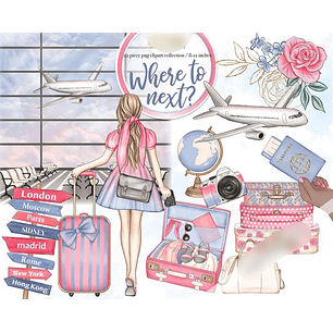 Kit Digital Menina Indo Viajando 